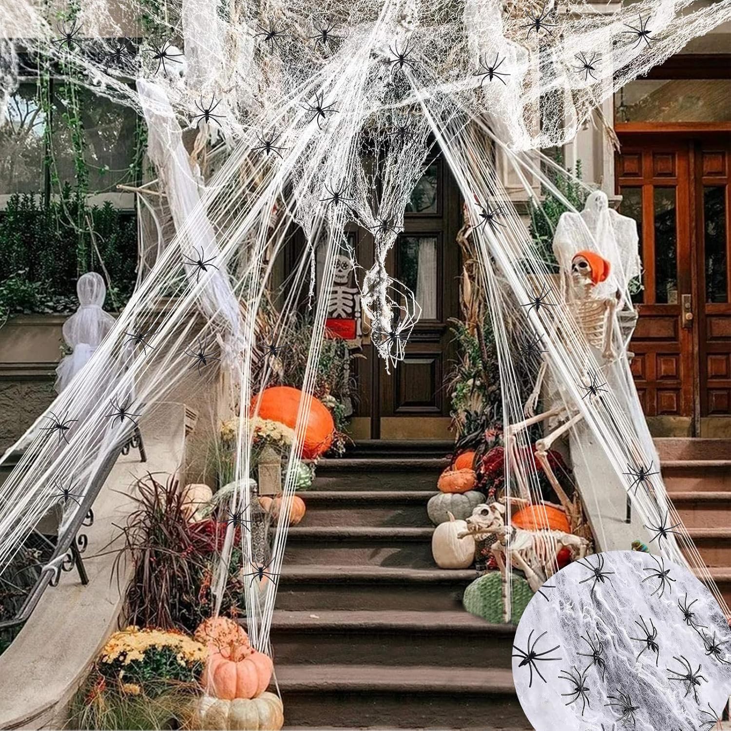 Decorazioni Halloween OUQIWEN: Ragnatela e Ragni Finti